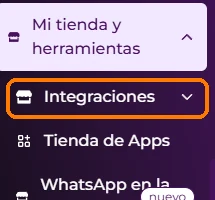 Menú Mi tienda y herramientas de Unidrop con Integraciones destacado