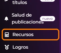 Menú Mi tienda y herramientas de Unidrop con Recursos destacado